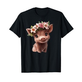 Cute Piglet Adorned With Flower Crown T-Shirt