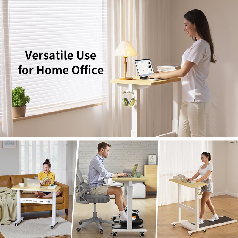 WALKINGDESK Mobile Walking Pad Desk with Wheels, Pneumatic Small Rolling