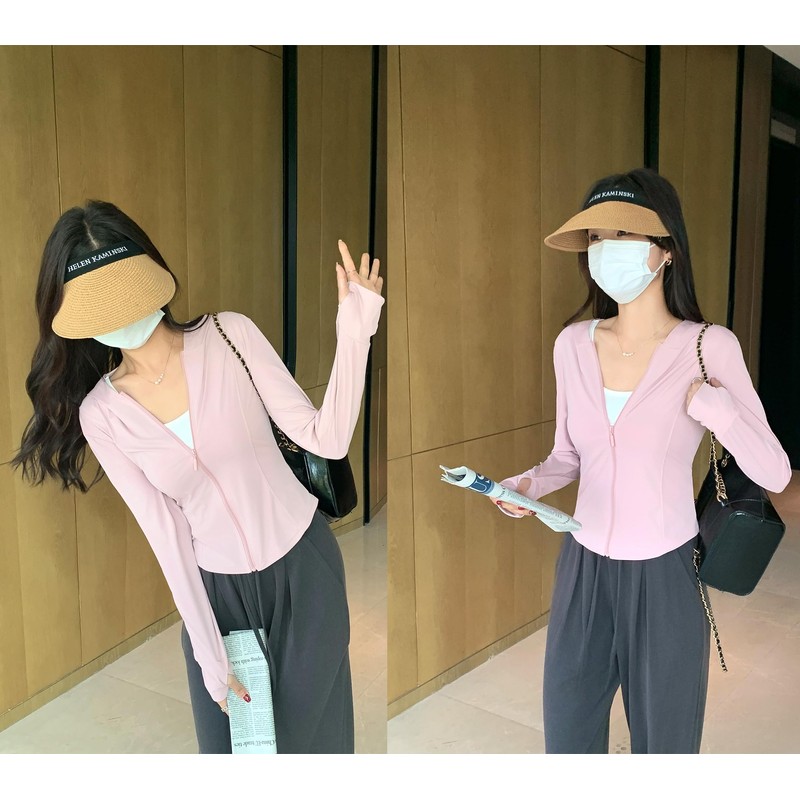 [RAKUKOU] レディース ラッシュガード UVカット パーカー 日焼け防止 アイスシルク UPF40+ 親指穴付き 接触冷感