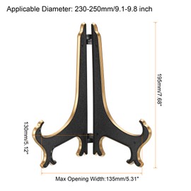 PATIKIL 8" Acrylic Decorative Plate Stand Holder, 2 Pack Table Use Foldable Picture Easel Frame Holder for Displaying Photos, Card, Canvases, Black Gold