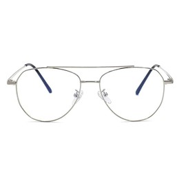 Fairydot Opticals Zero Power Blue Light Blocking Glasses Classic Aviator Metal Frame Eyeglasses Anti Blue Ray for Computer Game Glasses (3134-s-blu)