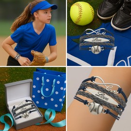 Love Softball Adjustable Bracelet – Inspirational Sports Jewelry Gift for Girls and Women – Great for Christmas, Birthdays, Tournaments, Graduation