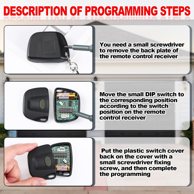 Kingdder 3 Pcs 8 Dip Switch 310mhz Garage Door Remote