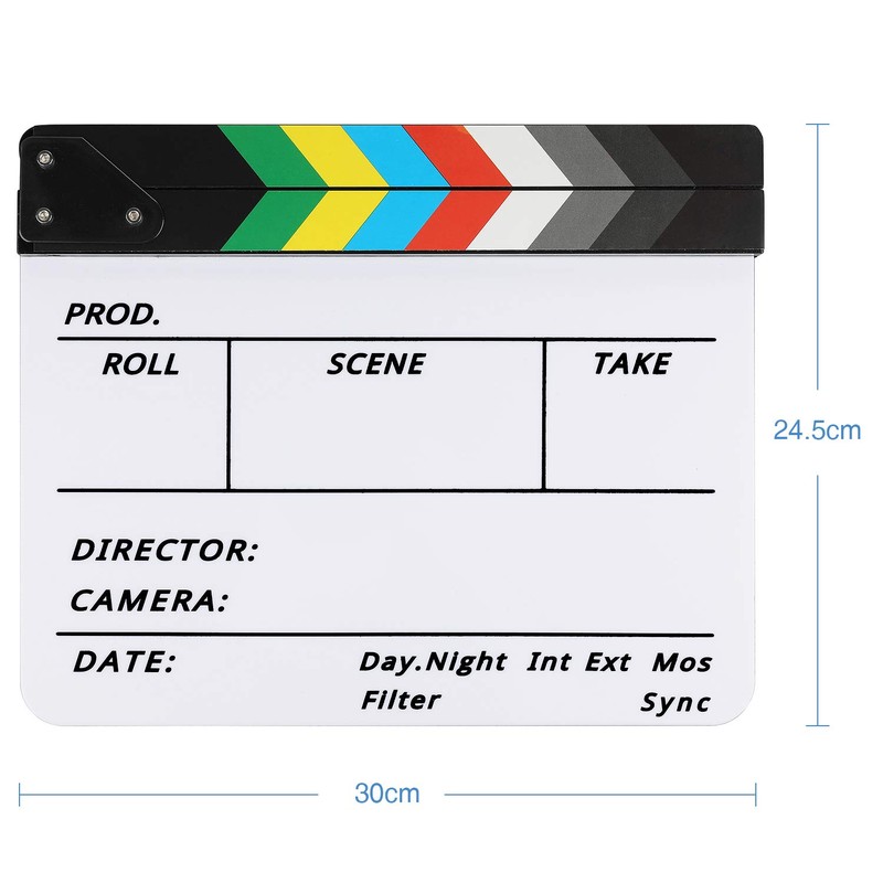 Zacro Acrylic Plastic Director's Film Clapboard Easy Wipe Cut Action