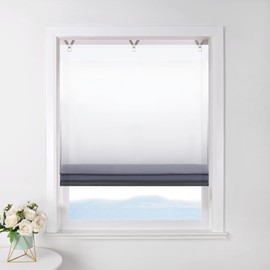 ESLIR Roman Blind No Drilling Required Transparent with Eyelets Colour Gradient Curtains with Hooks Eyelet Roller Blind Modern Curtains Black W x H 45 x 130 cm 1 Piece