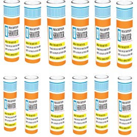 Shot Glass Shooter Set of 12 - Prescription Pill Bottle Novelty Fun Shot Glass 4 oz Party Shot Glass Set