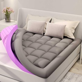 BDEUS Dual Layer 4 Inch Memory Foam Mattress Topper Twin XL Size for Dorm Room, 2 Inch Gel Memory Foam Plus 2 Inch Down Alternative Quilted Pillow Top Mattress Pad Cover,College Dorm Essentials,Black