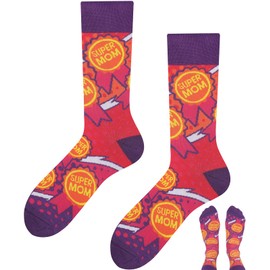 TODO Colours Funny Socks with Motif - Multicoloured, Colourful, Crazy for the Joy of Life, Super Mom