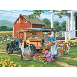 Bits and Pieces - 500 Piece Jigsaw Puzzle for Adults - 18" x 24" - Shop at Home - 500 pc Farm Stand Family Jigsaw by John Sloane