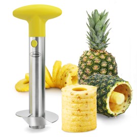 Pineapple Corer, [Upgraded, Reinforced, Thicker Blade] Newness Premium Pineapple Corer Remover, Stainless Steel Pineapple Core Remover Kitchen Tool with Sharp Blade for Diced Fruit Rings, Yellow