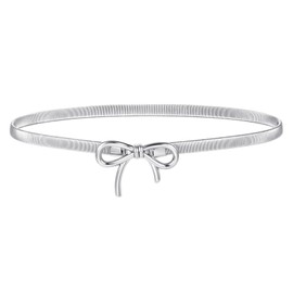 Classicseali Silver Belts for Women, Metal Bow Belts for Women, Adjustable Fashion Belt for Woman Dresses, Suitable for Woman Dresses, Formal Jeans and Shirts