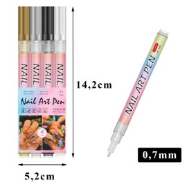 Canollo 4 Faben Nagellack Stift Set, 3d French Nails Stift, DIY Nagellackstift Nageldesign Graffiti, French Nails Set, Nagelspitze Nail Art Beauty Schmücken Maniküre Werkzeuge, Nagellackstift