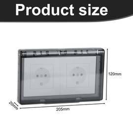 Switch Cover Socket Cover - Socket Cover for Double Socket, Type 86 Flip Outlet Box, Ultra Thin Waterproof for Bathroom, Home, Outdoor, Black, Pack of 2