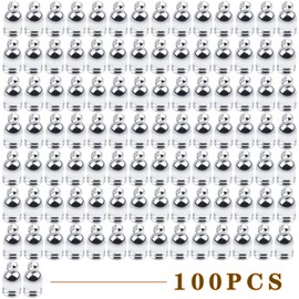 Aylifu 100pcs Brass Cord End Caps Tassel Caps Glue in Barrel Leather Ends Caps Findings Kit for DIY Necklace Bracelet Tassel Craft Jewelry Making, White Golden