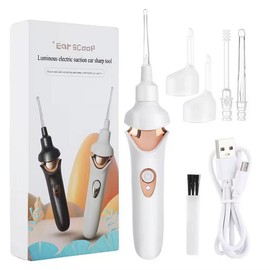 4 in 1 Electric Ear Wax Removal Tool - Multifunctional Painless Ear Wax Cleaning Tool for Professional Use, Ideal for Valentine's Day Gift - Color: white
