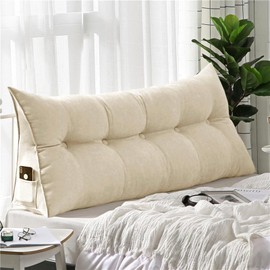UUluhao Dorm Twin Headboard Pillows Cream Washable Large Bolster Headboard Bed Wedge Pillow for Headboard Gap Bed Daybed Dorm,39 * 10 * 20in