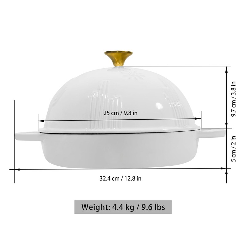 Flavehc Bread Oven Cast Iron Bread Dutch Oven with Cloche