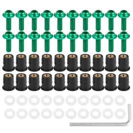 Motoforti Pack of 20 M5 Motorcycle Windscreen Screw Fairing Replacement Green