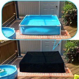Cozzka Mini Frame Pool Cover for 4 Feet x 4 Feet x 12 Inch Waterproof Mini Frame Above Ground Outdoor Backyard Square Kiddie Kids Swimming Pool Cover (Cover Only)