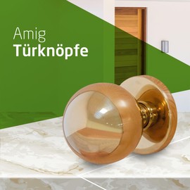 Amig - Runder Türknauf für Haupteingangstüren | Griff für die Haustür | Griffdurchmesser Ø70 mm | Edelstahl 18/8 | Gold | Inklusive Befestigungsschraube und Mutter