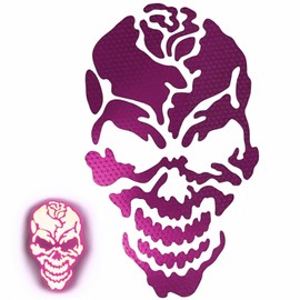 customTAYLOR33 High Intensity Reflective Skull Rose Decal (Premium Quality) / Multiple Colors/Vehicle & Helmet Compatible/Nighttime Visibility (Special Edition Purple, 4 inch X 2.5 inch)