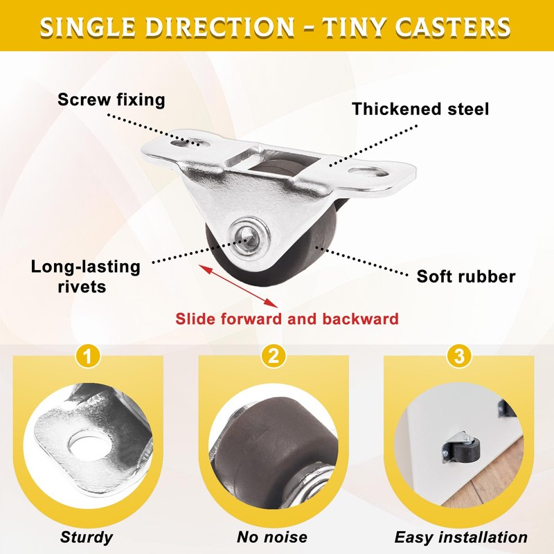 12 PCS Mini Caster Wheels, Low Profile Caster Wheels, Little