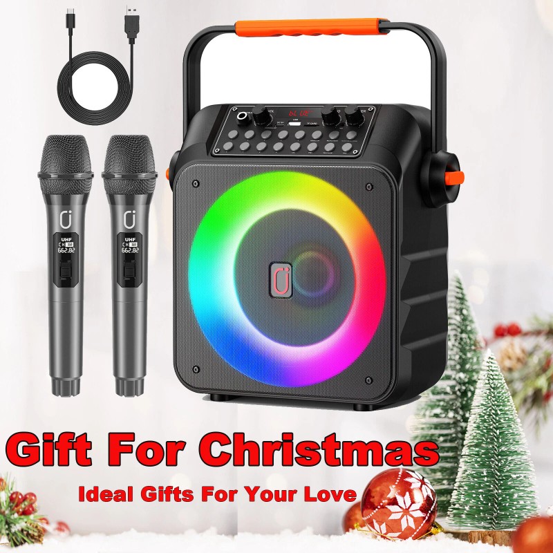 Universal JYX Karaoke Machine With 2 Microphone Portable Party Speaker