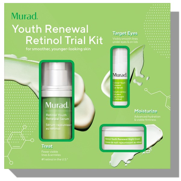 Murad Youth Renewal Retinol Trial Kit – 3-Piece Trial-Size Kit $102 Value - Anti-Aging Retinol Skincare Set - Retinol Serum for Face, Retinol Eye Serum, & Retinol Night Cream