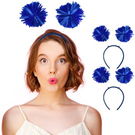 HODRME 2 Pieces Pom Pom Head Bopper-Yarn Spings Pom Headwear Party Headband for Adults and Kids (Blue)