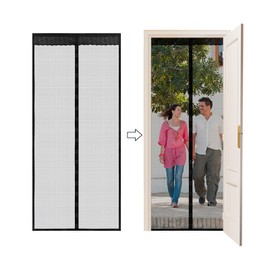 Fly Screens for Doors JANORS Magnetic Fly Screen Door, Magnetic Soft Screen Doors, Encrypted to Prevent Bug, Full Frame Magic Tape, Magnet Silent Closure, No Punching 90 * 210cm (Solid Color)