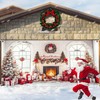 Christmas Fireplace Garage Door Decoration Background, Merry Christmas Tree Rustic