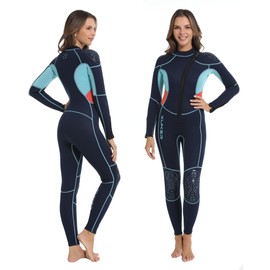 XUKER Wetsuit Women 3mm, Neoprene Wet Suits for Women in Cold Water Front Zip Full Body Long Sleeve Diving Suit for Snorkeling Surfing Swimming Kayaking Canoeing