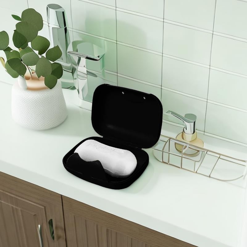 Vonpri - Jabonera portátil para baño y cocina, Negro