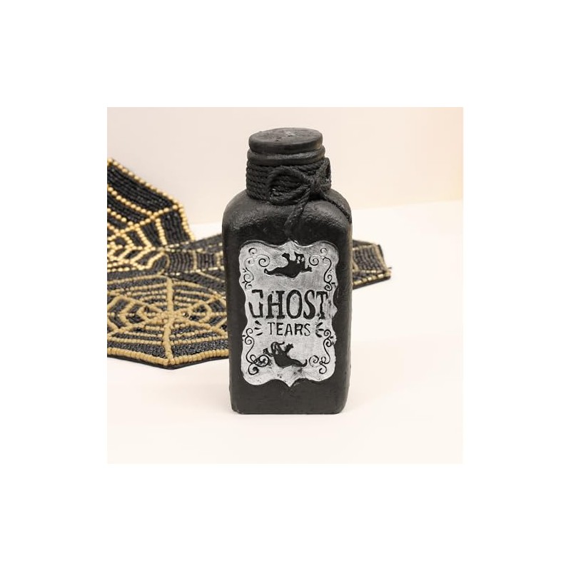 Fyne-Finds Halloween 15cm Cement Black Potion Scary Bottle Party Decor
