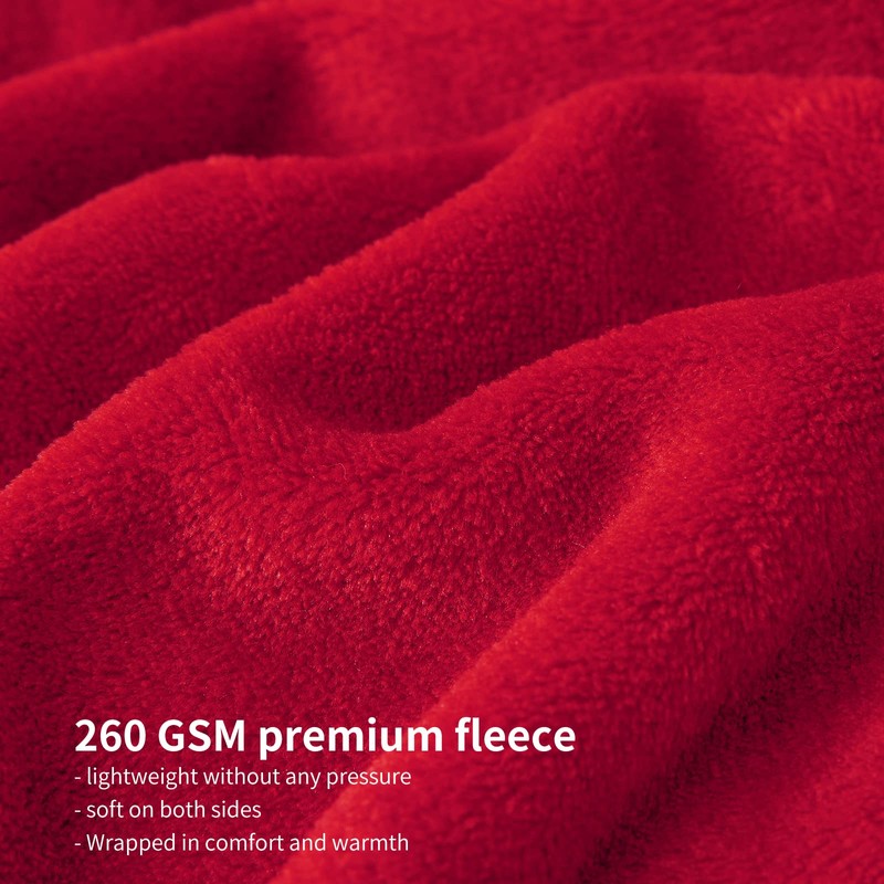 Aisbo Fleece Blanket Red Throw - Versatile Soft Warm Blanket