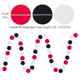 White Red Black Party Decorations - 52FT Paper Garland Streamers Decoration for Birthday Wedding Graduation Bachelorette