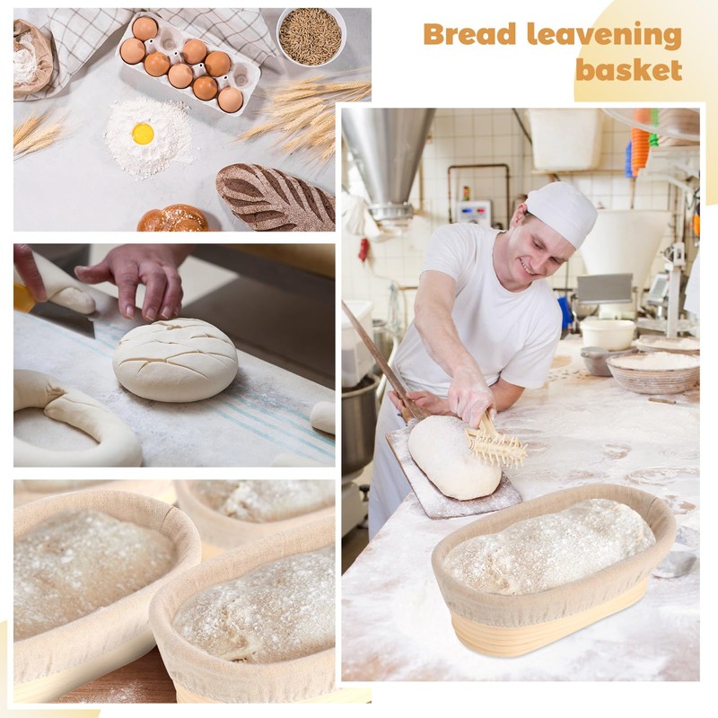 Gejoy 12 Set Bread Proofing Baskets Oval Shaped Banneton Dough