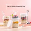 JoyJolt 3-Pack Glass Overnight Oats Jars with Lids and Spoons