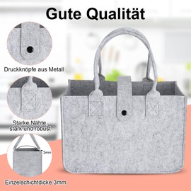 patinadrift Pack of 2 Felt Bags, Foldable Felt Bags, Shopper Large Capacity Felt Bag, Shopping Bag for Shopping and Everyday Use, Pink/Grey