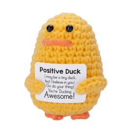 Inspirational Crochet Positive Duck, Emotional Support Uplifting Desk Decor for Friends Coworkers Duck Lovers, Funny Birthday Valentines Graduation Gifts for Women Men