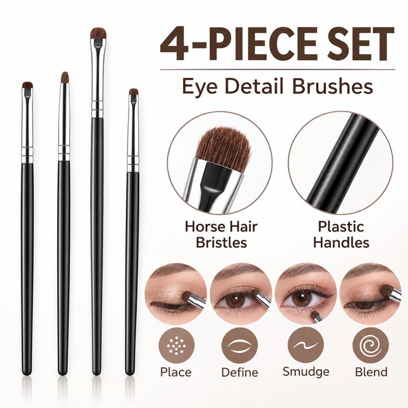 4-Piece Precision Eye Makeup Brush Set for Detailed Looks –