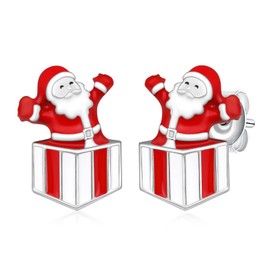 Christmas Earrings 925 Sterling Silver Santa Claus Earrings Christmas Jewelry Gifts for Women