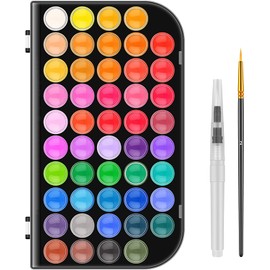 Watercolor Paint Set, 48 Colors Non-Toxic Watercolor Paint with a Brush, Refillable Water Brush Pen and Palette, Washable Water Color Paints Sets for Kids, Adults, and Artists