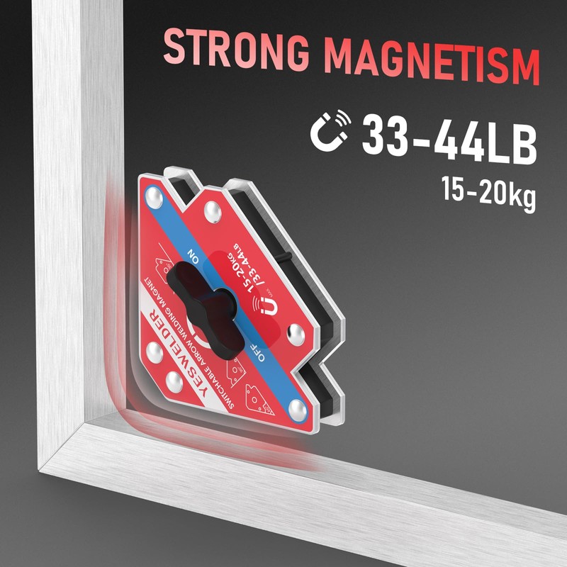 YESWELDER Switchable Arrow Welding Magnet 33-44LBs On/Off Switch Arrow Magnetic