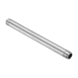 PATIKIL 304 Stainless Steel Pipe Fitting G3/8" x G3/8" Female Thread 8"/200mm Length Nipple Cast Pipe Coupling Fitting Diameter 17mm