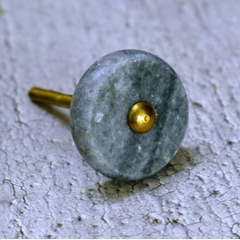 ARTISNO Round Marble Brass Knob, Modern Cabinet Knob, Decorative Hardware, Furniture Hardware, Cabinet Handles, Dresser Pull, Grey, Set-6