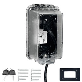 PILISPARK Universal Weatherproof Electrical Outlet Cover with Lock, Baby Proof Outlet Lock Box, Fits Most 2.6 "H x 2.56 "W or Smaller Plugs, Clear Outlet Waterproof Cover Box Fit for Outdoor in-Use