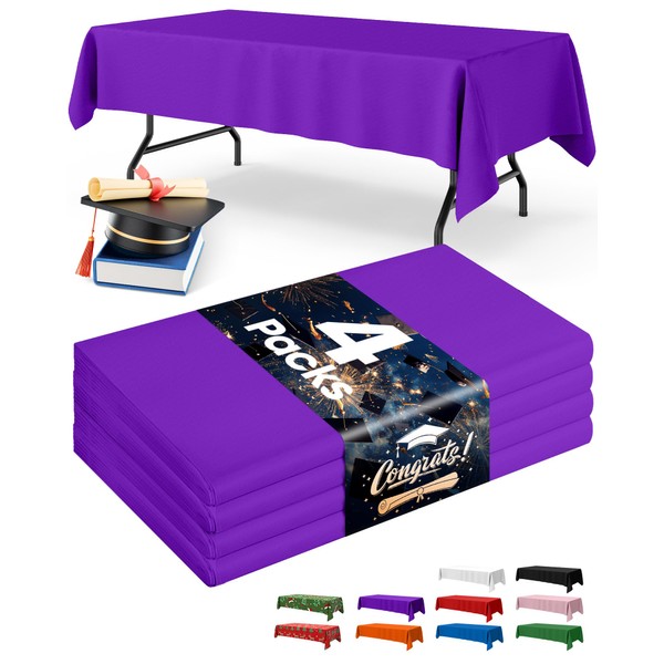 Niuara Niuara Purple Plastic Table Cloth Rectangle Table 4 Pack,