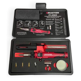 Master Appliance PI-20SiK Professional Cordless Butane Soldering Iron Kit [portable soldering station & heat tool] - Self-Igniting w/Adjustable Temperature - 680F - 820F, refillable with butane fuel