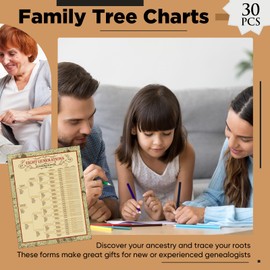 Sinload 30 Pcs Family Tree Charts to Fill in Genealogy Charts 8 Generation 255 Name Spaces Genealogy Organizer Pedigree Charts for Genealogy Ancestry Family History Reunions Lineage, 17 x 22 Inch